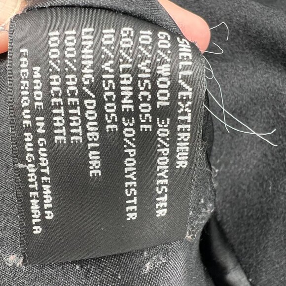 DKNY Wool Blend Peplum Style Mid-Length Classic Coat Black Size 2 - Picture 11 of 12